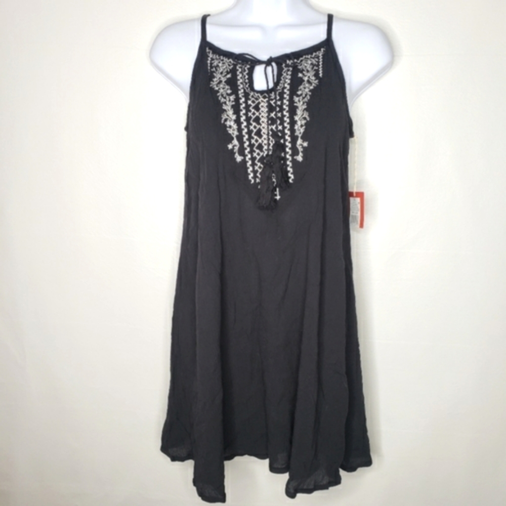 Mossimo Supply Beach Cover Black Sun Dress with Embroiderey Size XS NWT